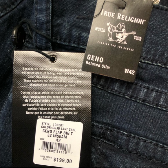 True Religion Geno Flap Big T Relaxed Slim in Last Call ~ Size 42 - Picture 7 of 12